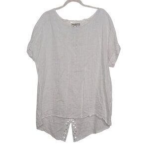 Terzo Millenio Crochet Lace Linen Shirt Womens Size Medium White Beach Italian